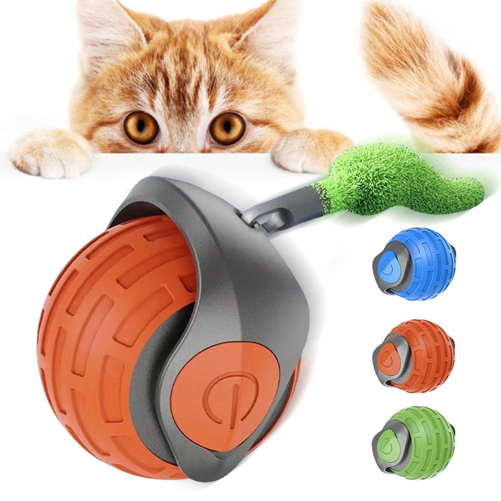 Cat Interactive Ball Toy, Automatic Rolling Ball with Tail, Rechargeable Smart Pet Interactive Toy, Intelligent Cat Toys Pet Sup