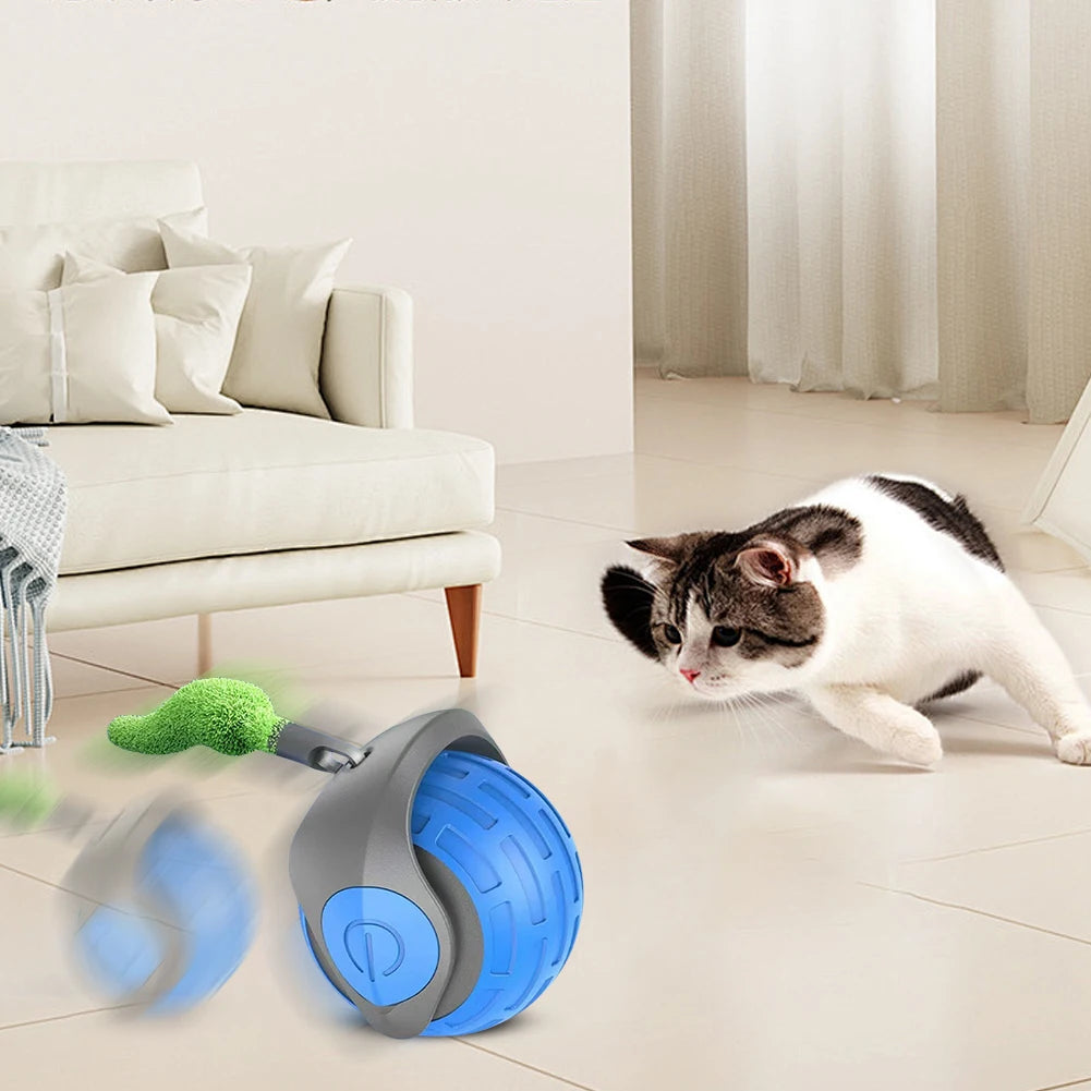 Cat Interactive Ball Toy, Automatic Rolling Ball with Tail, Rechargeable Smart Pet Interactive Toy, Intelligent Cat Toys Pet Sup