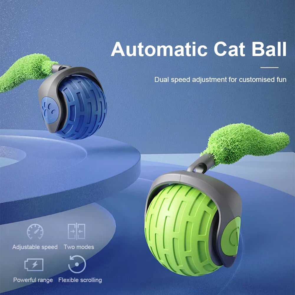 Cat Interactive Ball Toy, Automatic Rolling Ball with Tail, Rechargeable Smart Pet Interactive Toy, Intelligent Cat Toys Pet Sup