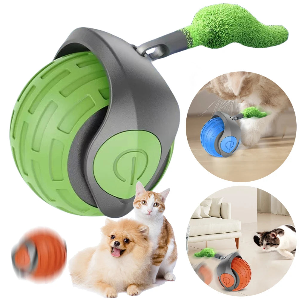 Cat Interactive Ball Toy, Automatic Rolling Ball with Tail, Rechargeable Smart Pet Interactive Toy, Intelligent Cat Toys Pet Sup